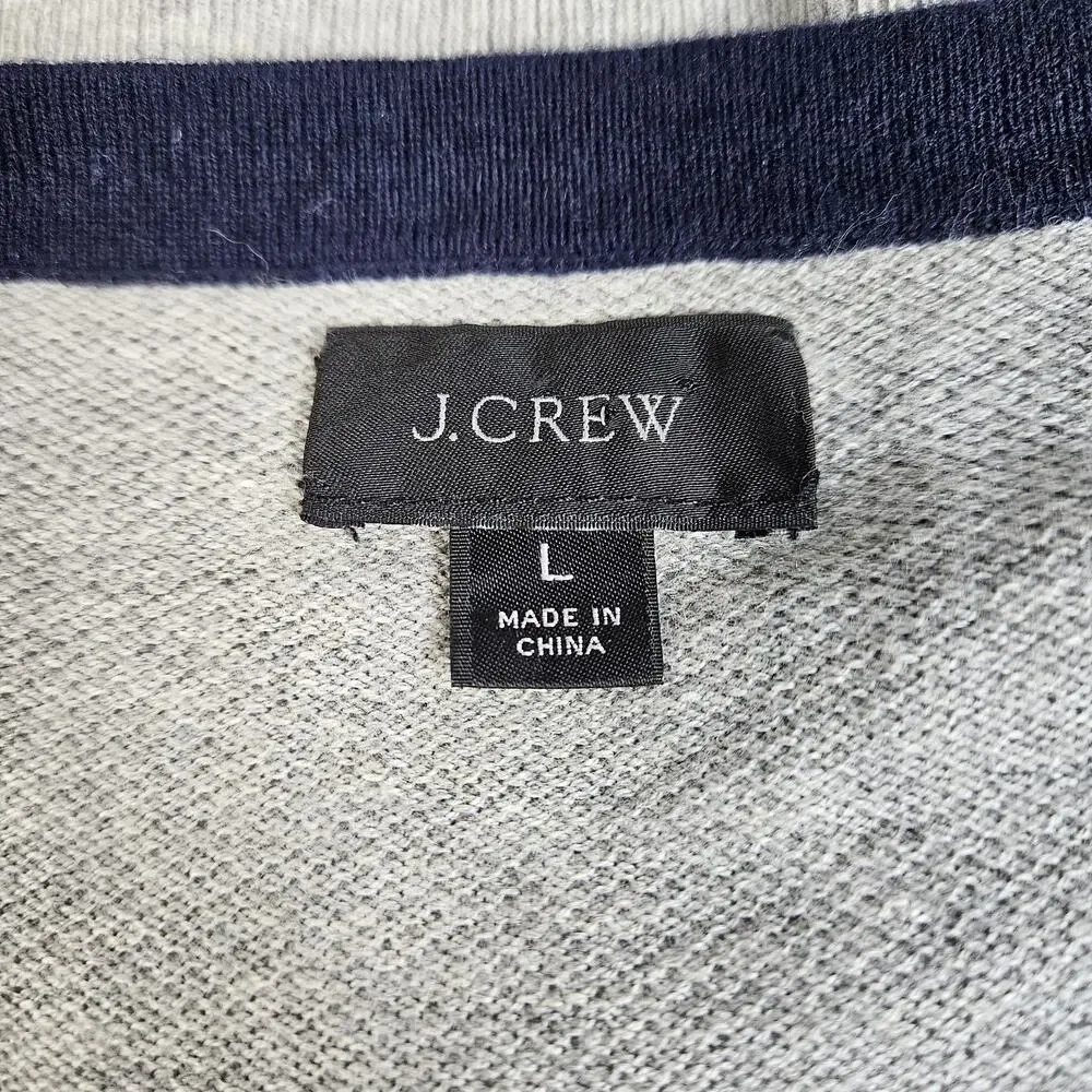 J.Crew Men’s Cotton Cashmere Piqué‎ Raglan Baseball Sweater Navy Gray